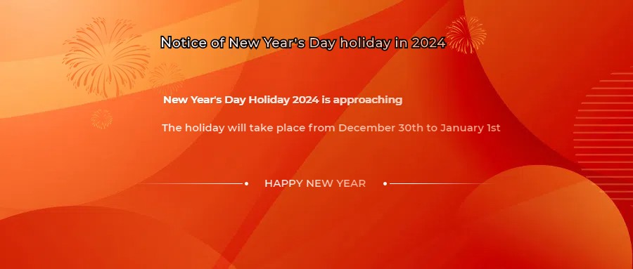 Aviso de feriado de Ano Novo em 2024